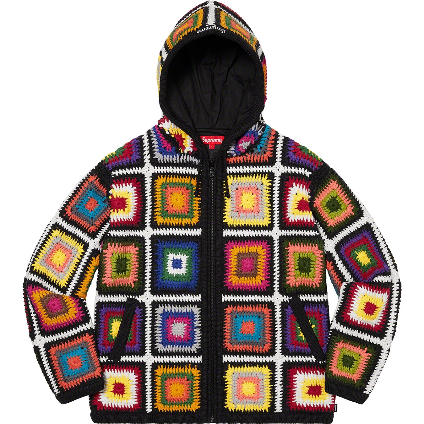 Crochet Hooded Zip Up Sweater view 4